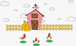 卡通鸡场手绘风卡通养鸡场高清图片