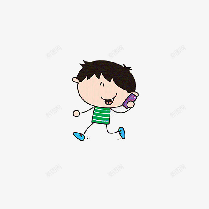 手绘正在听电话的小男孩png免抠素材_新图网 https://ixintu.com 卡通 听电话 小男孩 手绘 装饰图案