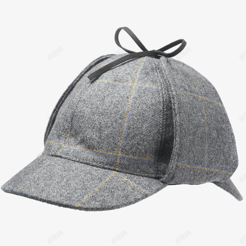 灰色格子帽子png免抠素材_新图网 https://ixintu.com 实物 帽子 格子 灰色