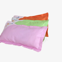 粗布枕套实物彩色的枕头高清图片