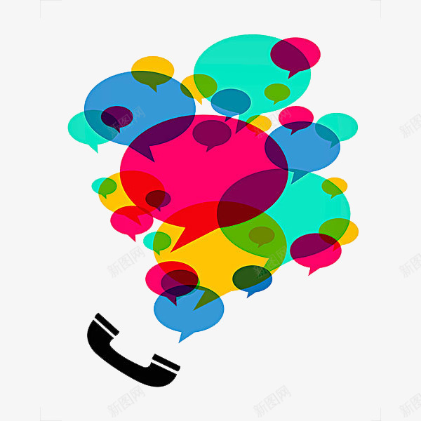 彩色的气泡图标png_新图网 https://ixintu.com 卡通 对话框 彩色的 手绘 气泡 电话 简笔