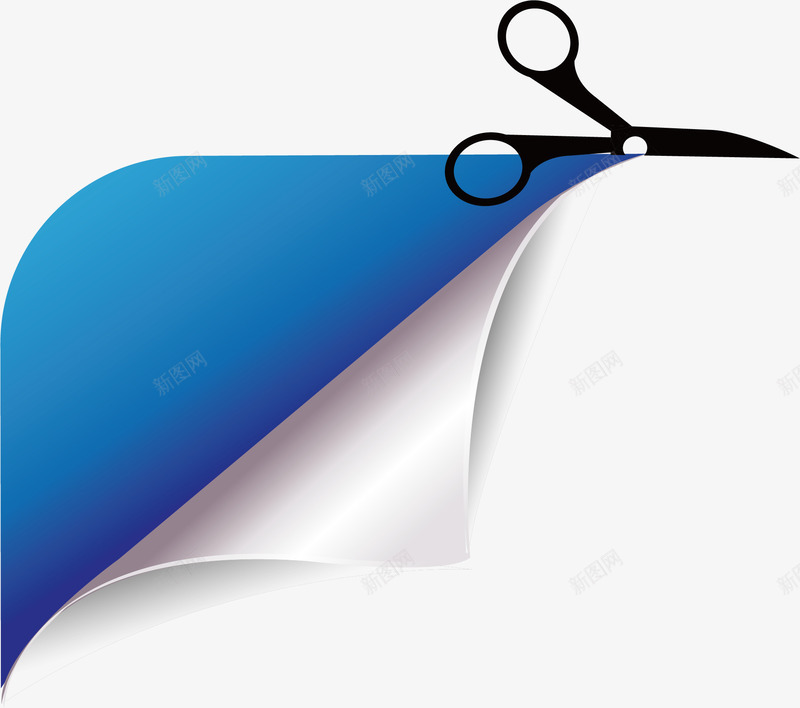 蓝色创意卷角png免抠素材_新图网 https://ixintu.com 创意卷角 剪角 卡通卷角 卷角素材 矢量剪角 矢量卷角 边角