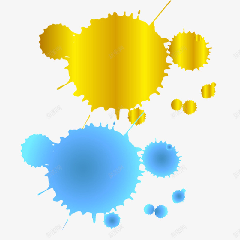 蓝色和黄色的颜料png免抠素材_新图网 https://ixintu.com 创意颜料图案 喷洒 蓝色颜料 颜料 黄色颜料