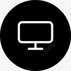 填充圆角监视器轮廓圆形符号图标高清图片