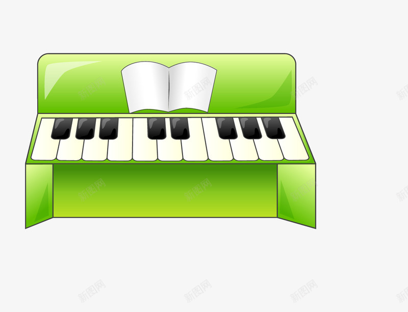 绿色卡通钢琴矢量图ai免抠素材_新图网 https://ixintu.com 乐器 卡通 卡通绿色 卡通钢琴 绿色 绿色卡通 钢琴 音乐 黑白键 矢量图