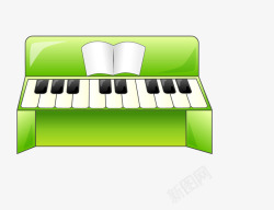 绿色卡通钢琴矢量图素材