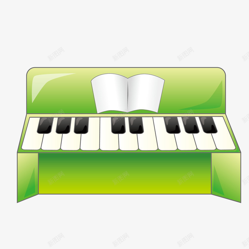 卡通手绘音乐钢琴png免抠素材_新图网 https://ixintu.com 书本 动漫动画 卡通手绘 绿色 艺术 钢琴 音乐