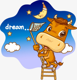 奋斗的英文上梯子的小牛高清图片