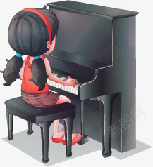 手绘弹钢琴的女孩png免抠素材_新图网 https://ixintu.com 儿童弹钢琴 卡通素材 弹钢琴 手绘女孩