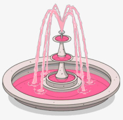 中央喷泉粉色喷泉高清图片