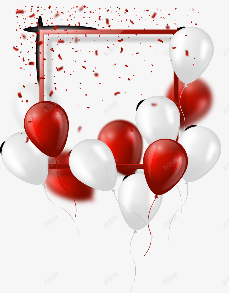 红色简约气球框架边框纹理png免抠素材_新图网 https://ixintu.com 免抠PNG 框架 气球 简约 红色 边框纹理
