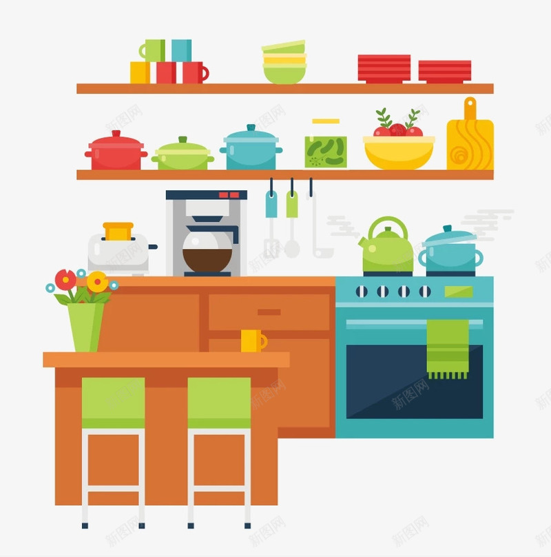 整洁的厨房png免抠素材_新图网 https://ixintu.com PNG素材 卡通 厨房 整洁