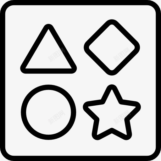 拼图图标png_新图网 https://ixintu.com 三角形 圆 拼图形状 明星 正方形