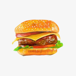 汉堡夹肉细节汉堡包巨无霸手绘画片高清图片
