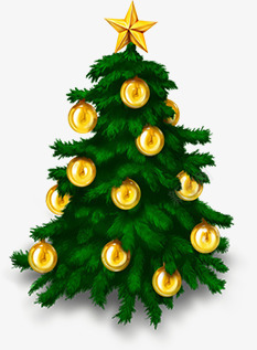 创意圣诞树创意手绘扁平风格圣诞树铃铛高清图片