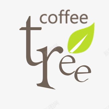 咖啡厅logo字母绿叶图标图标