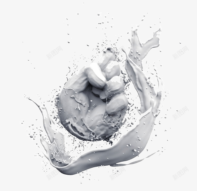 创意拳头水元素png免抠素材_新图网 https://ixintu.com 乳白色 创意 广告 拳头 水元素 精彩 艺术 设计