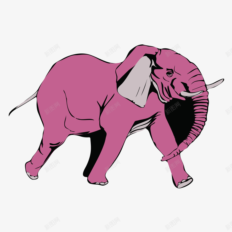 一头大象png免抠素材_新图网 https://ixintu.com 创意网 动物 卡通 大象 紫色大象