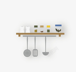 矢量勺子作料灰色厨房用具勺子作料高清图片