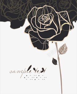 手绘黑色神秘玫瑰花素材