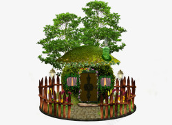 神秘古堡绿色小屋高清图片