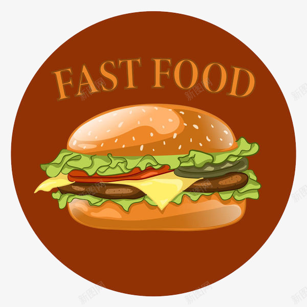 汉堡标识图标png_新图网 https://ixintu.com 卡通 吃饭 夹层 快餐 标识 汉堡 美味 美食 肉 脂肪 面包 食物