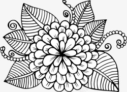 线条盛开的花朵矢量花朵简笔画高清图片
