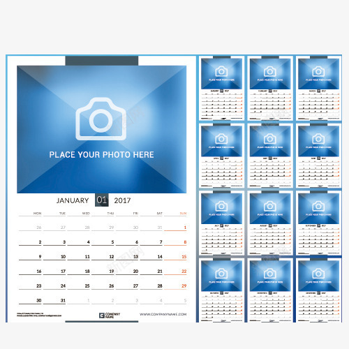 2017几何体日历矢量图eps免抠素材_新图网 https://ixintu.com 几何体 日历 蓝色 矢量图