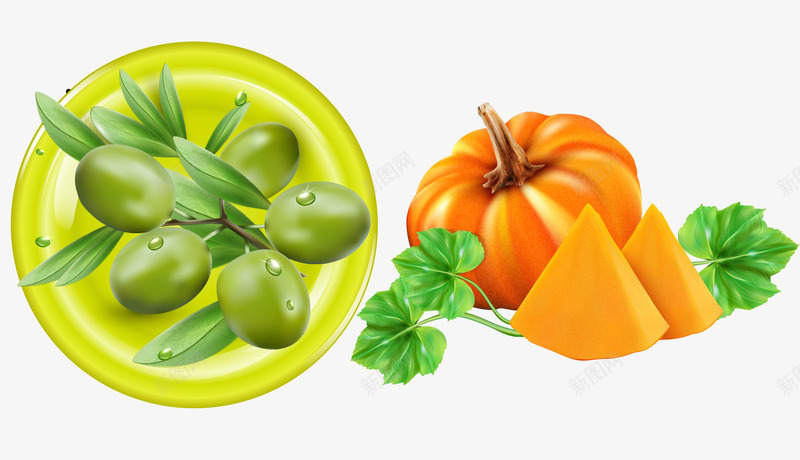 南瓜橄榄png免抠素材_新图网 https://ixintu.com 南瓜 卡通 橄榄 水果 美味 美食 蔬果 食材 食物