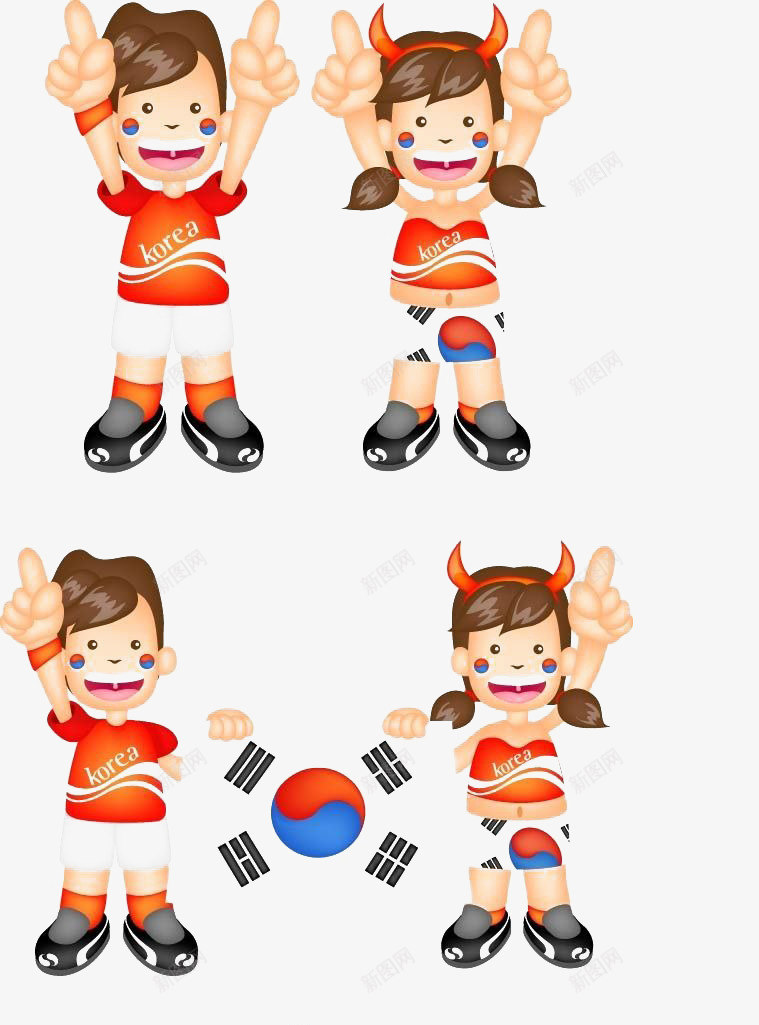 穿着红色球服的韩国球迷png免抠素材_新图网 https://ixintu.com 创意 卡通 插画 球迷