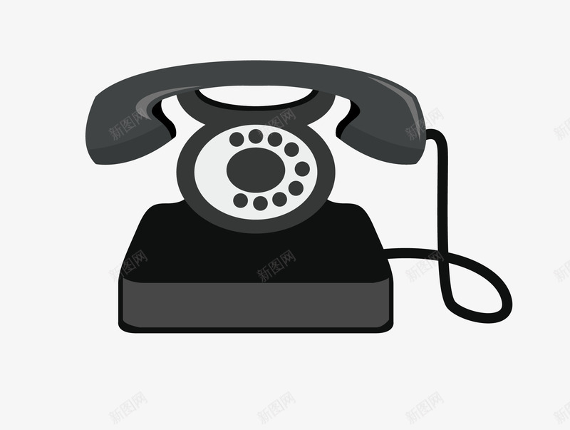 黑色的老式电话png免抠素材_新图网 https://ixintu.com 卡通手绘 拨号 生活用品 电话 老式