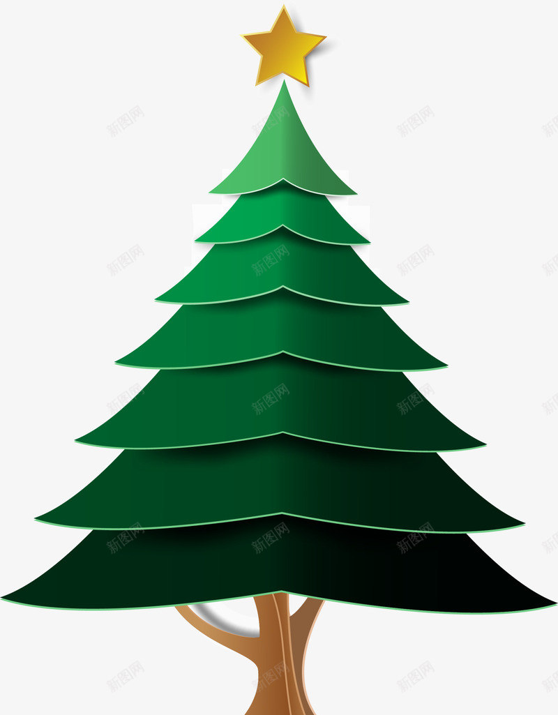 圣诞节绿色圣诞树png免抠素材_新图网 https://ixintu.com 创意圣诞树 圣诞节 星星装饰品 童趣 绿色圣诞树 黄色星星