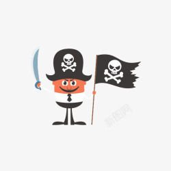 手绘海盗旗黑色海盗旗高清图片