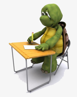 课堂上写字的乌龟素材