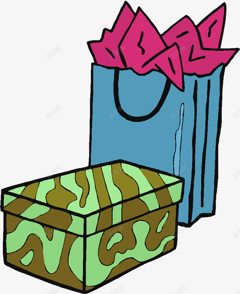 鞋盒包装袋png免抠素材_新图网 https://ixintu.com 军绿色 包装袋 物品 鞋盒