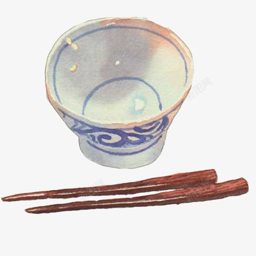碗和筷子手绘画片png免抠素材_新图网 https://ixintu.com 工具 木筷子 碗 筷子 陶瓷碗