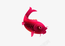 一只鲤鱼红色可爱的鲤鱼PSD高清图片