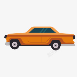 橙色扁平化汽车元素矢量图素材