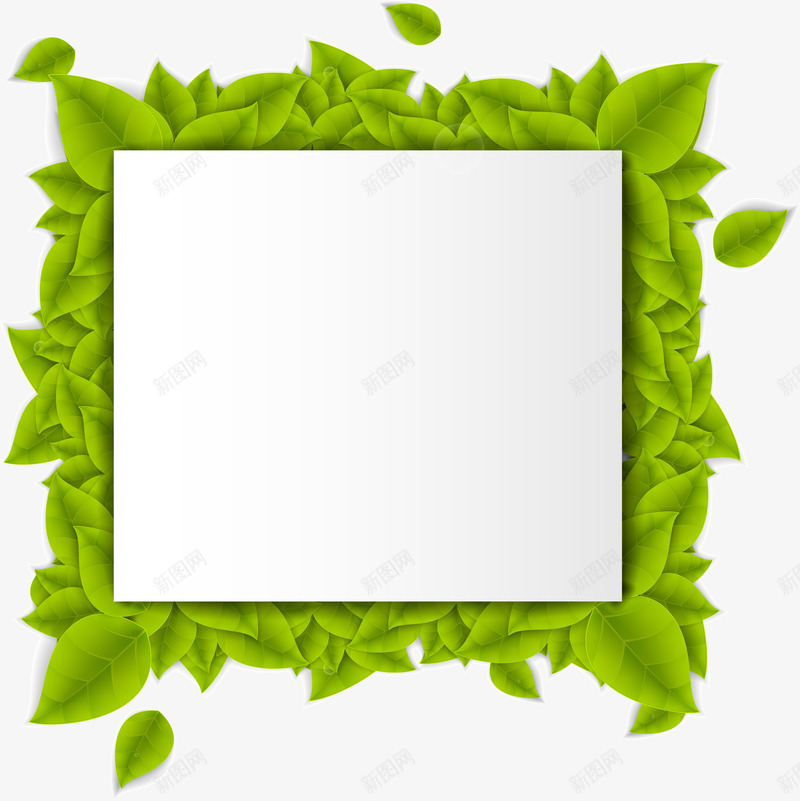绿色简约树叶框架png免抠素材_新图网 https://ixintu.com 免抠PNG 树叶 框架 植物 简约 绿色 边框纹理