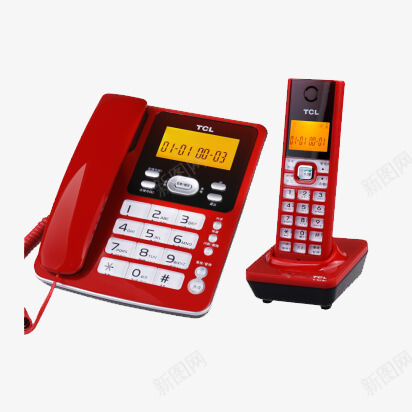 TCL座机电话D61png免抠素材_新图网 https://ixintu.com TCL 产品实物 子母机 座机电话 红色