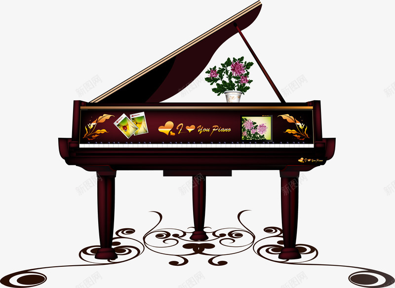 复古钢琴矢量图eps免抠素材_新图网 https://ixintu.com EPS矢量图下载 古老 底纹 钢琴 矢量图
