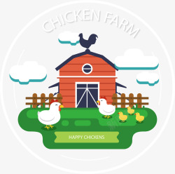 农场养鸡圆形养鸡场标签高清图片