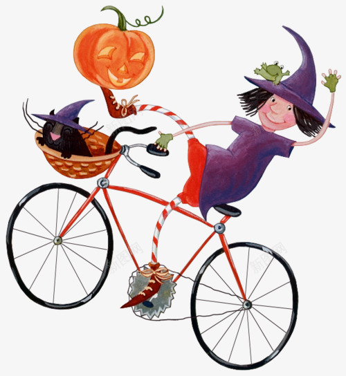騎著腳踏車的女巫png免抠素材_新图网 https://ixintu.com png png图片 南瓜 女巫 紫色 脚踏车 骑行