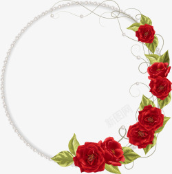 珍珠项链玫瑰花素材