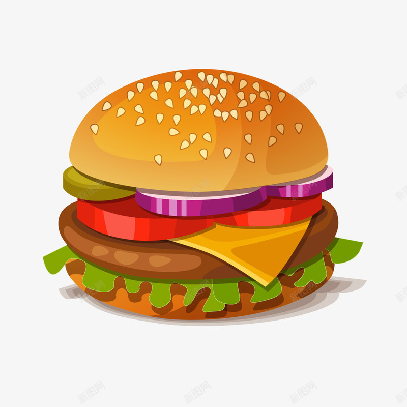 卡通汉堡png免抠素材_新图网 https://ixintu.com PNG图 PNG图下载 创意卡通 卡通 卡通插图 插图 汉堡 美味食物