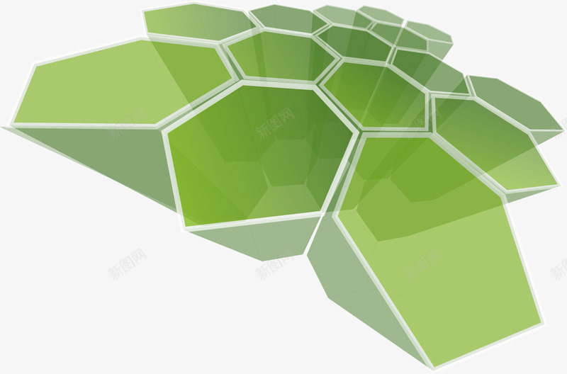 抽象几何立体块png免抠素材_新图网 https://ixintu.com 几何 多边形 抽象 立体块 绿色