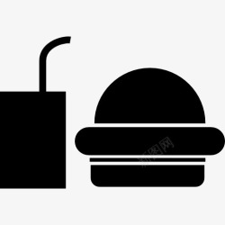 早午餐垃圾食品午餐汉堡和苏打图标高清图片