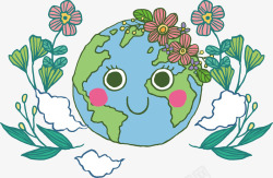 创意世界母亲地球日花朵手绘矢量图素材