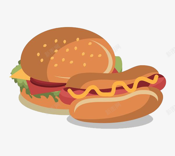 汉堡里的肉与蔬菜png免抠素材_新图网 https://ixintu.com 卡通 吃饭 夹层 快餐 汉堡 美味 美食 肉 脂肪 面包 食物 鲜虾堡