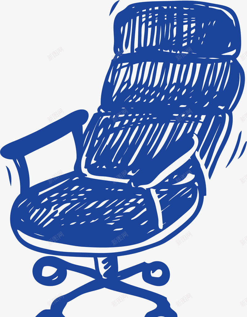 手绘老板椅png免抠素材_新图网 https://ixintu.com 手绘 深蓝色 矢量素材 老板椅 转椅